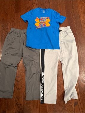 Set f Under Armour pants and shirt- size youth medium